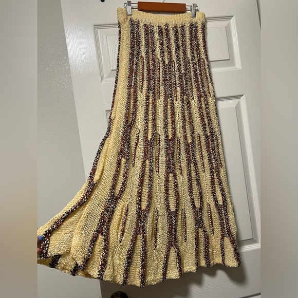 Ulla Johnson Yellow and Brown Patterned A-Line Skirt - Picture 2 of 7